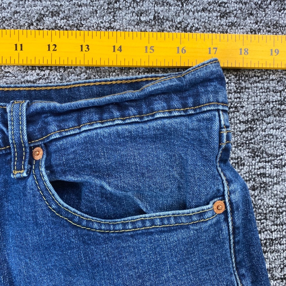Levis 505 Mens Jeans 34x32 Blue Straight Leg Stretch Denim Red Tab - Picture 3 of 12